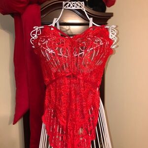 Just in NWOT Avid Love Red Lace Teddy